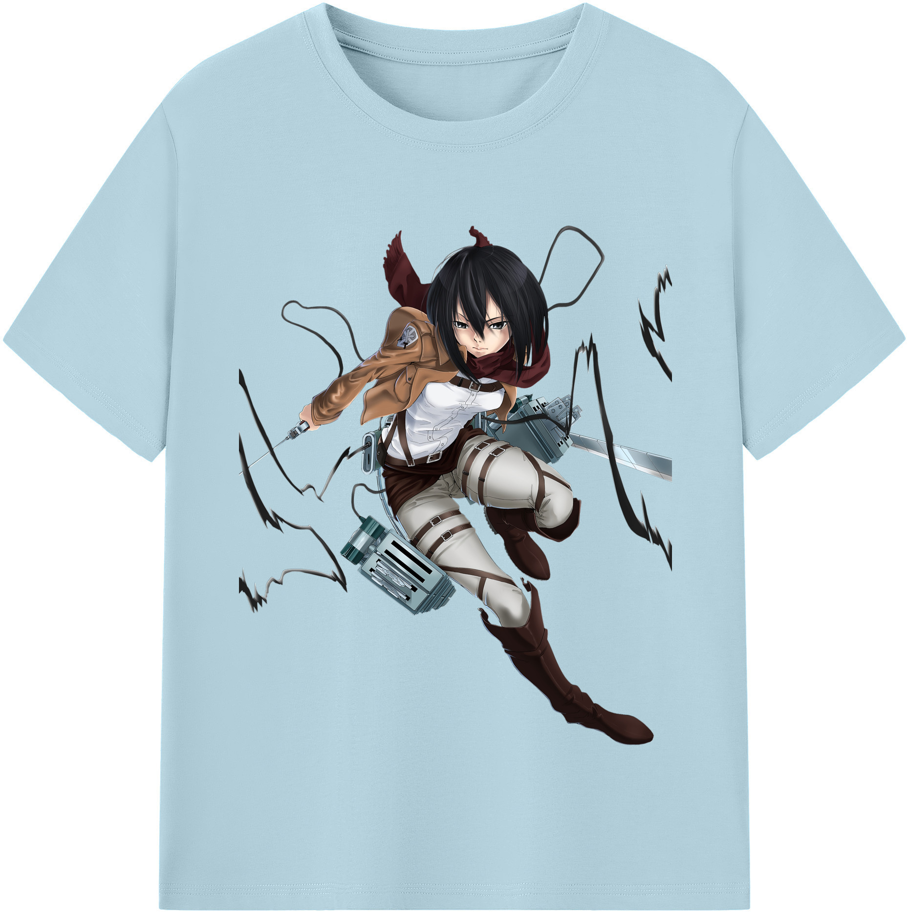 （画像用） 進撃の巨人 ミカサ·アッカーマン Attack on Titan Mikasa Ackerman 綿100％半袖Tシャツ（フロントプリント）